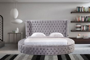 LCL-B04 Upholstered Bed in Light Gray Velvet [BDB-LCL-B04 Light Gray]