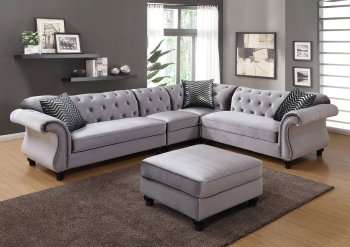 Jolanda II Sectional Sofa CM6158GY in Gray Fabric w/Options [FASS-CM6158GY Jolanda II]