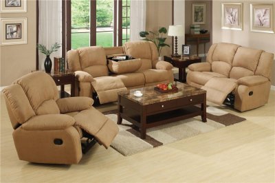 Mocha or Java Microfiber Fabric Reclining Livng Room Sofa