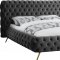 Delano Bed in Grey Velvet Fabric by Meridian w/Options