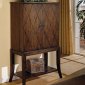 Distressed Walnut Finish Natural Wood Bar with Diamond Pattern