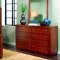 Cherry Finish Modern Bedroom w/Decorative Metal Hardware