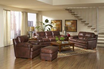 Leather Italia Classic Brown Baron Sofa & Loveseat Set w/Options [LIS-S2892 Baron]