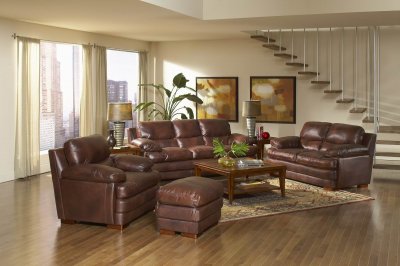 Leather Italia Classic Brown Baron Sofa & Loveseat Set w/Options