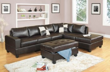 Cappuccino Bonded Leather Modern Sectional Sofa w/Ottoman [GYSS-G305]