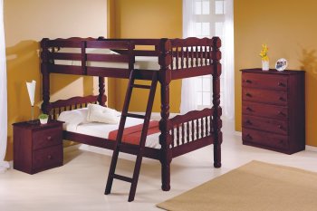 Dark Cherry Finish Contemporary Twin Bunk Bed [HLBS-S179A]