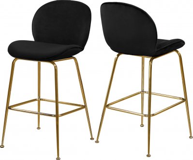 Paris Counter Stool 787 Set of 2 Black Velvet Fabric by Meridian