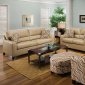 Taupe Color Bonded Leather Modern Living Room w/Accent Pillows