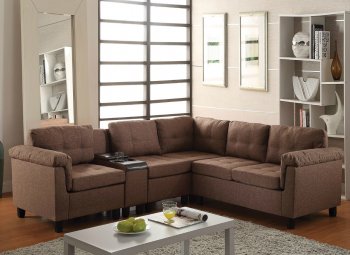 Cleavon Reversible Sectional Sofa 51530 in Brown Linen by Acme [AMSS-51530-Cleavon]