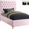 Cruz Bed in Pink Velvet Fabric by Meridian w/Options