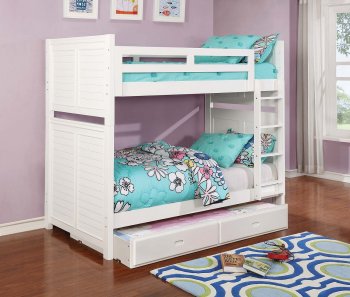 Edith Bunk Bed 461100 in White by Coaster w/Options [CRKB-461100-Edith]