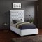 Lexi Upholstered Bed in White Velvet Fabric - Meridian w/Options