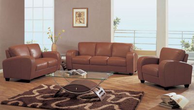 Brown Leather Modern Living Room