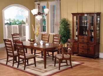 Oak Finish Transitional 5Pc Dining Set w/Optional Items [WDDS-931-DT]