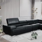 2119 Sectional Sofa in Black Leather by ESF