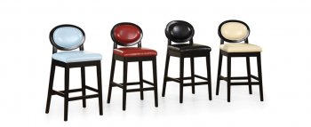 Choice of Color Bycast Leather Set of 2 Modern Martini Barstools [ARBA-Martini]