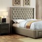 Corina CM7180 Leatherette Platform Bed in Champagne w/Storage