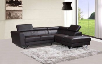 6201 Amalia Sectional Sofa in Dark Brown Leather by At Home USA [AHUSS-6201 Dark Brown- Amalia]