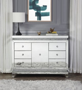 Lotus Console Table 97813 in Mirrored by Acme [AMCT-97813 Lotus]