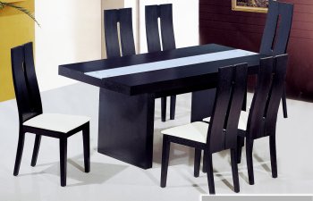 DT6142 Dining Table in Wenge by At Home w/Glass Inlay & Options [AHUDS-DT6142-DC6059]