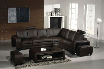 3330 Espresso Leather Modern Sectional Sofa w/Coffee Table [VGSS-3330-Espresso]