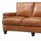 Leather Italia Hutton Sofa & Loveseat Set in Saddle Brown