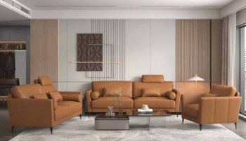 Tussio Sofa LV00943 in Saddle Tan Leather by Mi Piace w/Options [MPS-LV00943 Tussio MI Piace]