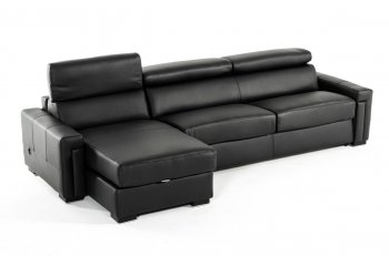 Sacha Sectional Sofa Bed in Black Full Leather by VIG [VGSS-Sacha Black]