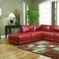 Red Bonded Leather Contemporary Sectional Sofa W/Tufted Seats