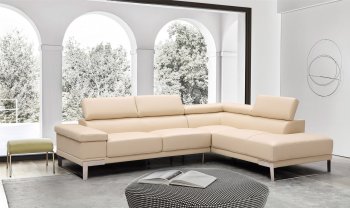 Baxter Sectional Sofa in Beige Full Leather by Beverly Hills [BHSS-Baxter Beige]
