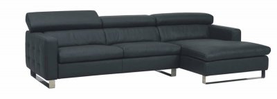 Modern Black or White Full Leather Sectional Sofa