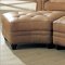 Camel Leather Sectional Sofa & Ottoman Set W/Nail-Head Design