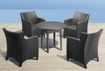 Black Modern 5pc Outdoor Dinette Set w/Weave Top Table [ZOUT-Mykonos-701151]