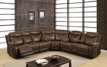 U2015 Motion Sectional Sofa in Brown Fabric & PVC by Global [GFSS-U2015]