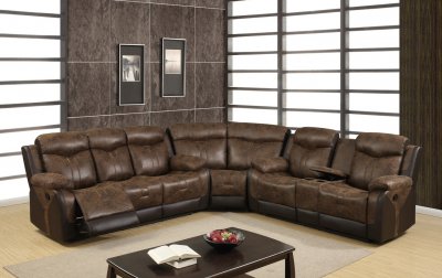 U2015 Motion Sectional Sofa in Brown Fabric & PVC by Global