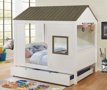 Cobin CM7133 Kids House Bed in White & Grey w/Options [FAKB-CM7133-Cobin]