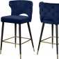 Kelly Counter Stool 791 Set of 2 Navy Velvet Fabric by Meridian