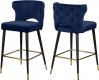 Kelly Counter Stool 791 Set of 2 Navy Velvet Fabric by Meridian