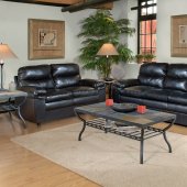 1010 Sofa in Black Bonded Leather w/Options