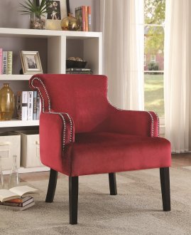 902680 Accent Chair Set of 2 in Red Velvet Fabric by Coaster