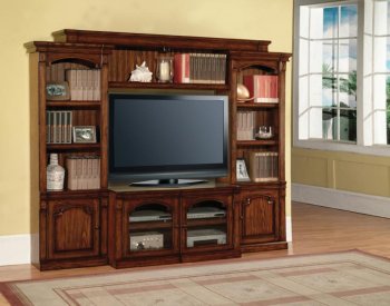 Antique Style Vintage Oak Transitional Premier Aspen Wall Unit [PHWU-ASPEN]