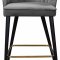 Cassie Counter Stool 793 Set of 2 Grey Velvet Fabric - Meridian