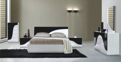 White & Black Verona Moden Bedroom w/Optional Casegoods