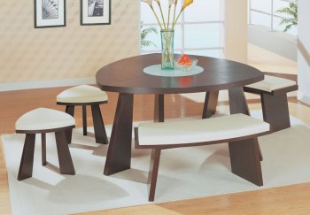 Modern Dinette Set With Triangle Dark Chocolate Finish Top [GFDS-T64DTW]