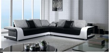 B333 Black & White Leather and Fabric Sectional Sofa [VGSS-B333 Black White]