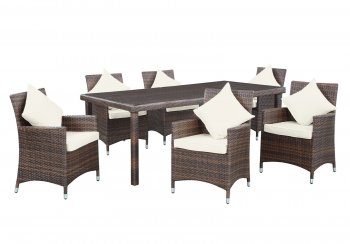 Vista 7Pc Outdoor Patio Dining Set by Modway in Chocolate/White [MWOUT-Vista]