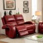 Odette CM6150RD Reclining Sofa in Red Leatherette w/Options