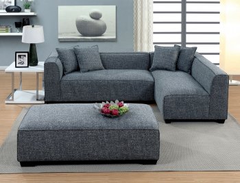 Jaylene Sectional Sofa CM6120 in Gray Linen Fabric w/Options [FASS-CM6120 Jaylene]