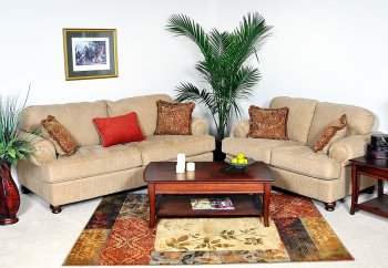 Christo Tan Fabric Contemporary 2Pc Sofa & Loveseat Set [CHFS-BU-2010-Palm]