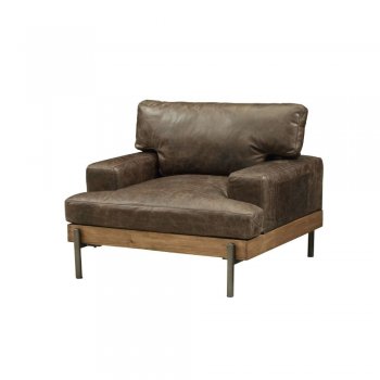 Silchester Chair 52477 in Distressed Chocolate Leather in Acme [AMAC-52477 Silchester]